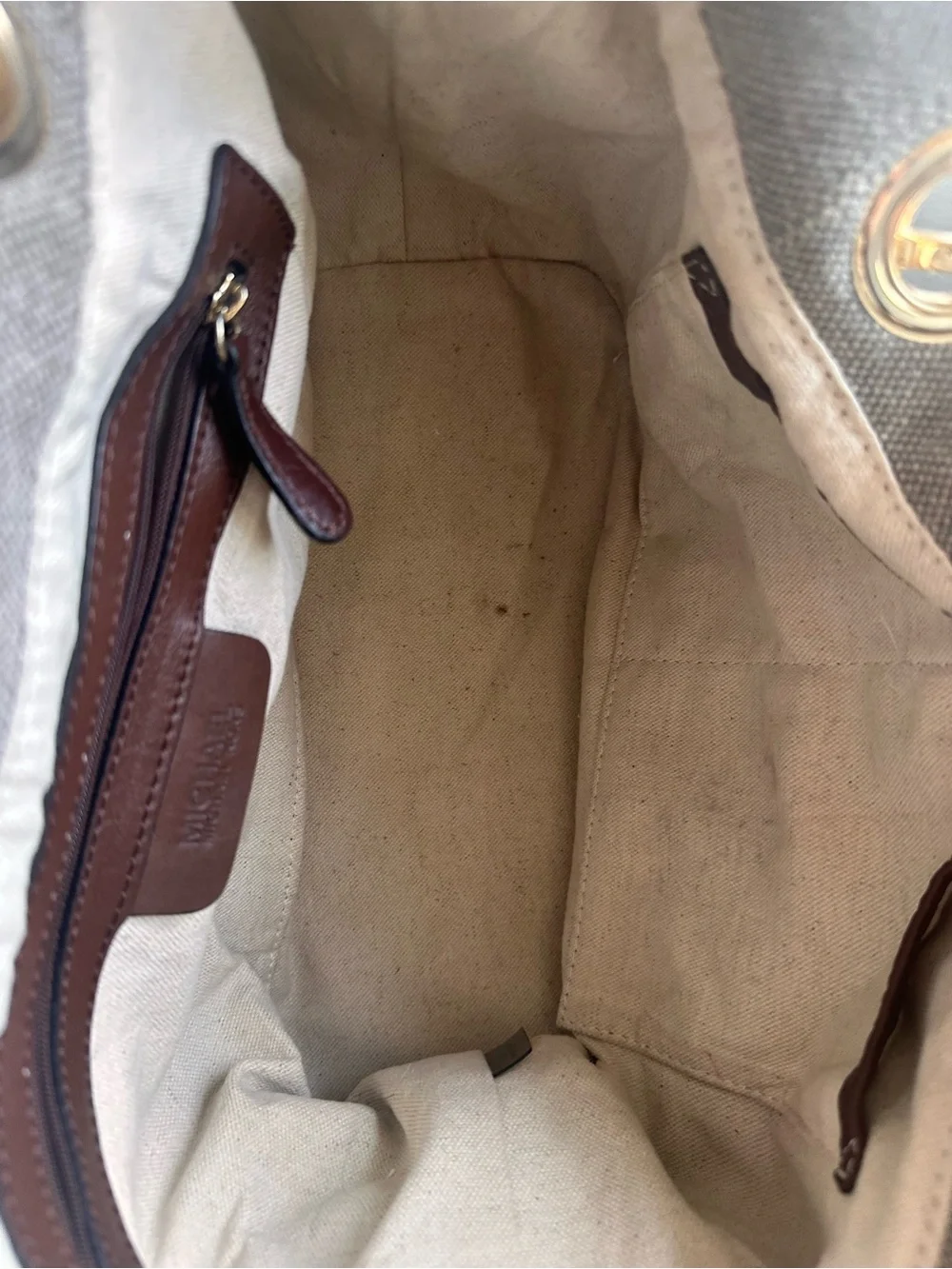 Michael Kors Taupe Hobo Bag with Gold Hardware